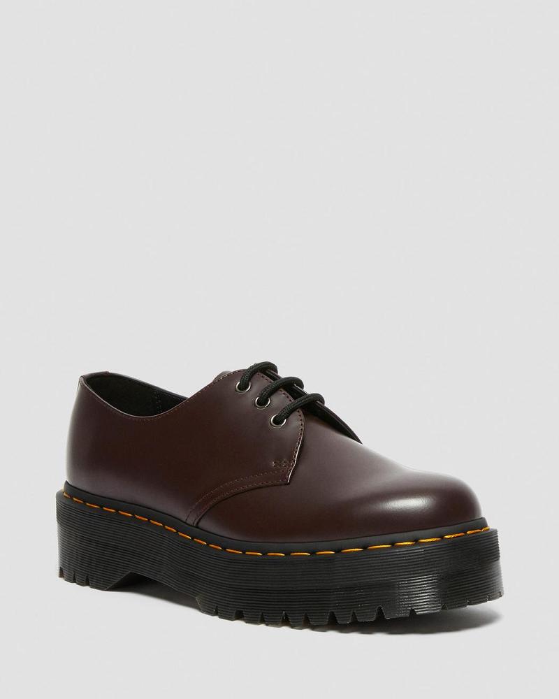 Burgundy Men\'s Dr Martens 1461 Smooth Leather Platform Shoes | CA 622GSO